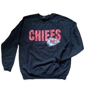 NEW Kansas City Chiefs Black Red Unisex Crewneck Sweatshirt